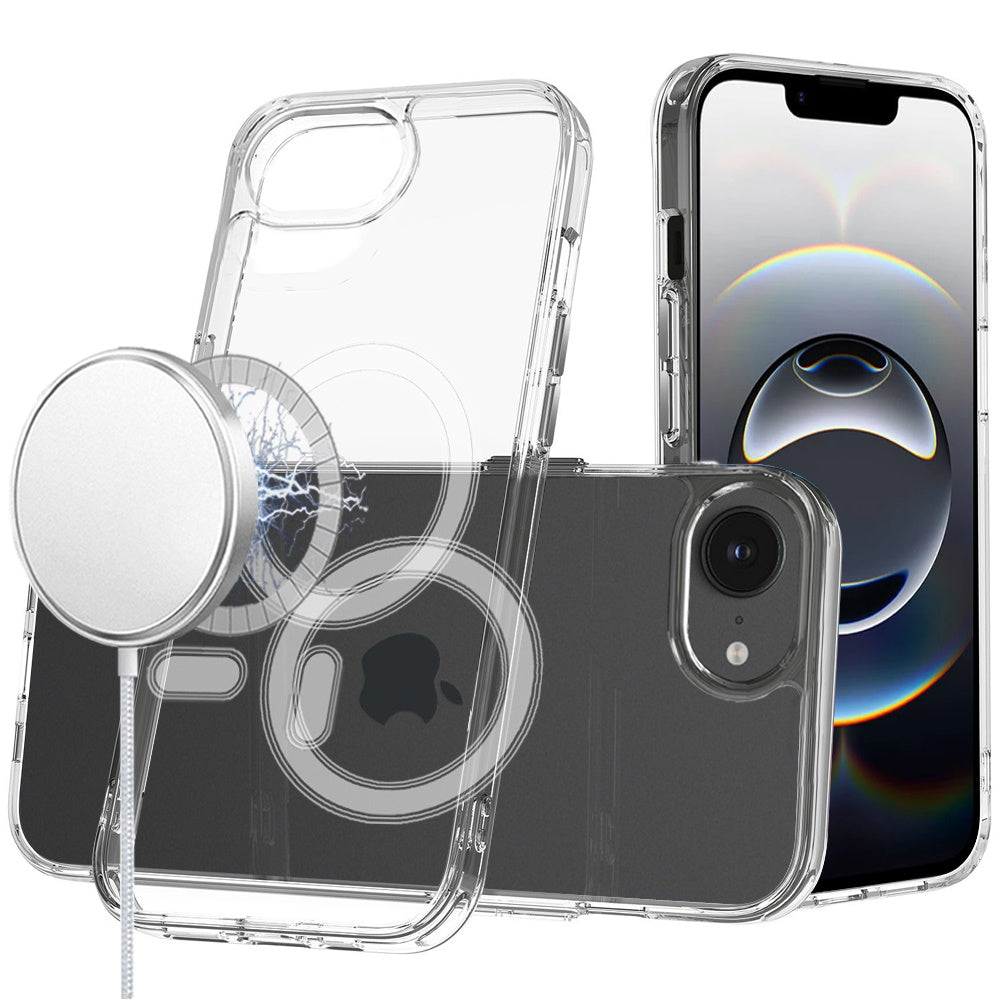 iPhone 16E / SE4 Thick Transparent [Magnetic Circle] Shockproof Hybrid - Clear