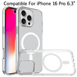 iPhone 16 Pro 6.3 inch TRUE Transparent [Magnetic Circle] Shockproof Hybrid - Clear