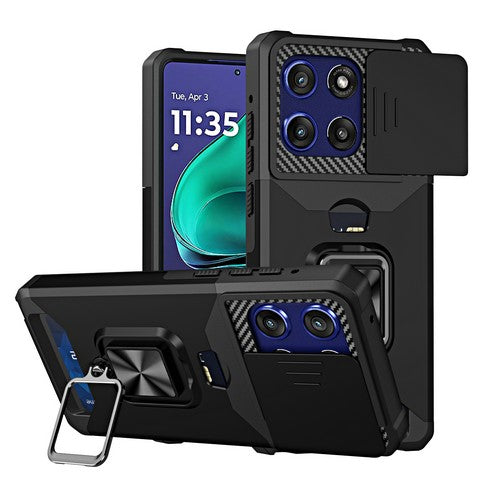 MOTOROLA G 5G 2025 Magnetic Kickstand W/ Sliding Camera Cover Card Slot
