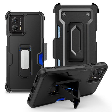 MOTOROLA G 5G 2025 Kick Stand Holster Case w/ Card Slot Black
