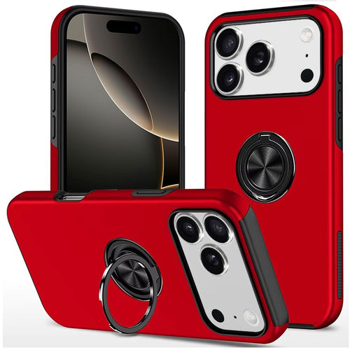 iPhone 17 Pro CHIEF Oil Painted Magnetic Ring Stand Hybrid Case Cover - Red