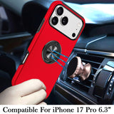 iPhone 17 Pro CHIEF Oil Painted Magnetic Ring Stand Hybrid Case Cover - Red