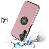Samsung A16 5G CHIEF Oil Painted Magnetic Ring Stand Hybrid Case Cover - Rose Gold