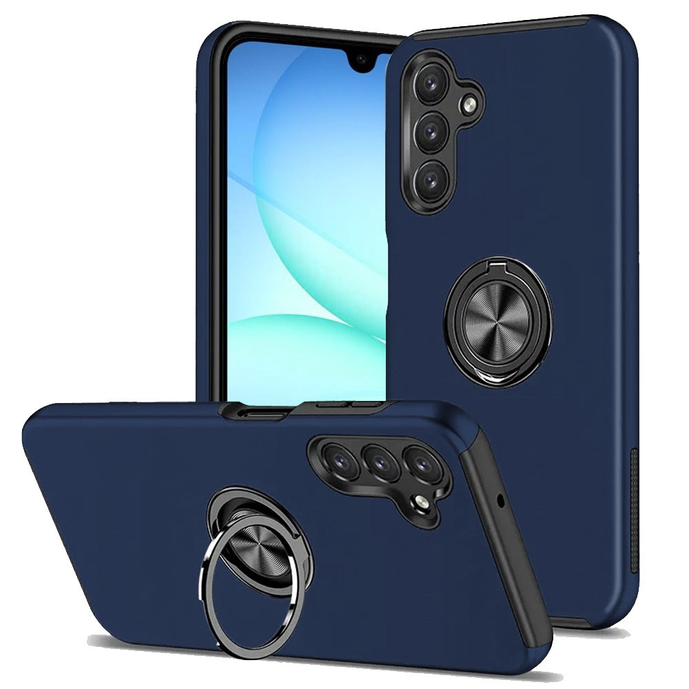 Samsung A17 5G CHIEF Oil Painted Magnetic Ring Stand Hybrid Case Cover - Dark Blue