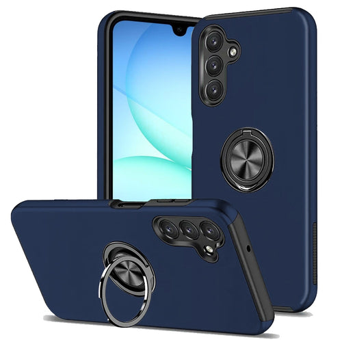 Samsung A17 5G CHIEF Oil Painted Magnetic Ring Stand Hybrid Case Cover - Dark Blue