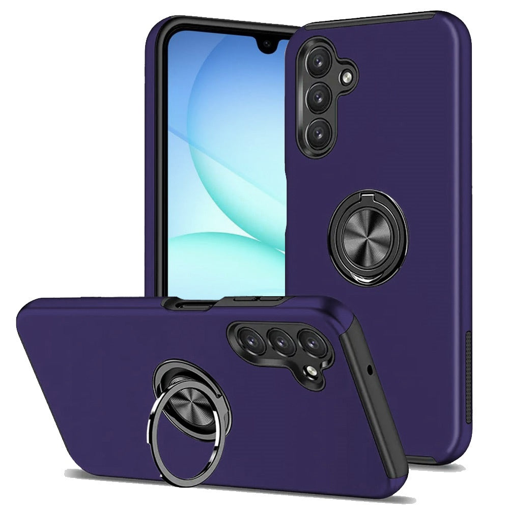 Samsung A17 5G CHIEF Oil Painted Magnetic Ring Stand Hybrid Case Cover - Dark Purple