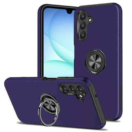 Samsung A17 5G CHIEF Oil Painted Magnetic Ring Stand Hybrid Case Cover - Dark Purple
