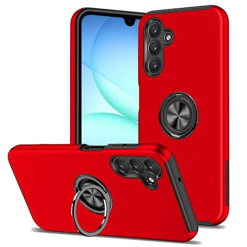 Samsung A17 5G CHIEF Oil Painted Magnetic Ring Stand Hybrid Case Cover - Red