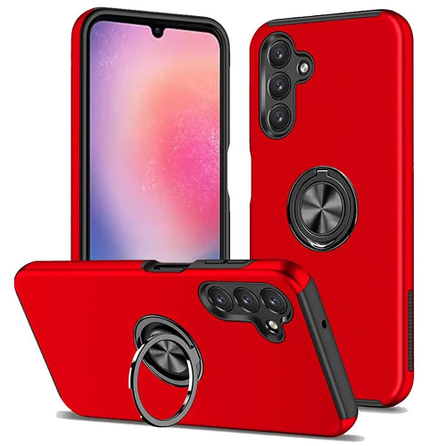 Samsung Galaxy A26 CHIEF Oil Painted Magnetic Ring Stand Hybrid Case Cover - Red