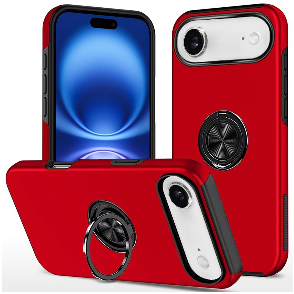 iPhone 17 Air CHIEF Oil Painted Magnetic Ring Stand Hybrid Case Cover - Red