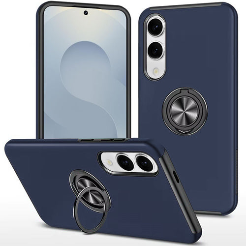 Samsung Galaxy S25 Edge CHIEF Oil Painted Magnetic Ring Stand Hybrid Case Cover - Dark Blue