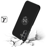 Samsung Galaxy A05s CHIEF Oil Painted Magnetic Ring Stand Hybrid Case Cover - Black