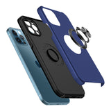 Apple iPhone 11 (XI6.1) CHIEF Oil Painted Magnetic Ring Stand Hybrid Case Cover - Dark Blue