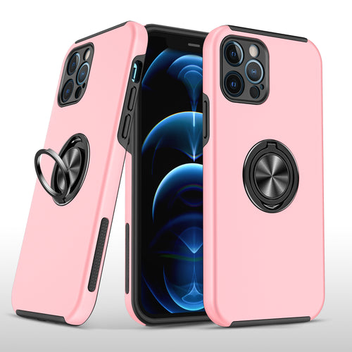 iPhone 13 Pro Max CHIEF Oil Painted Magnetic Ring Stand Hybrid Case Cover - Pink
