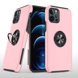 iPhone 13 Pro Max CHIEF Oil Painted Magnetic Ring Stand Hybrid Case Cover - Pink