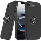 iPhone 16E (E edition) / SE4 (2025) CHIEF Oil Painted Magnetic Ring Stand Hybrid Case Cover - Black