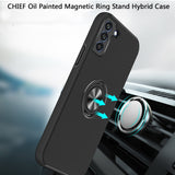 Samsung Galaxy S22 Plus CHIEF Oil Painted Magnetic Ring Stand Hybrid Case Cover - Black