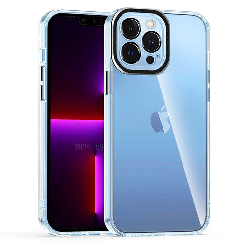 Apple iPhone 11 (XI6.1) Transparent Clear Hybrid with Matching Metal Buttons and Camera Protection - Black