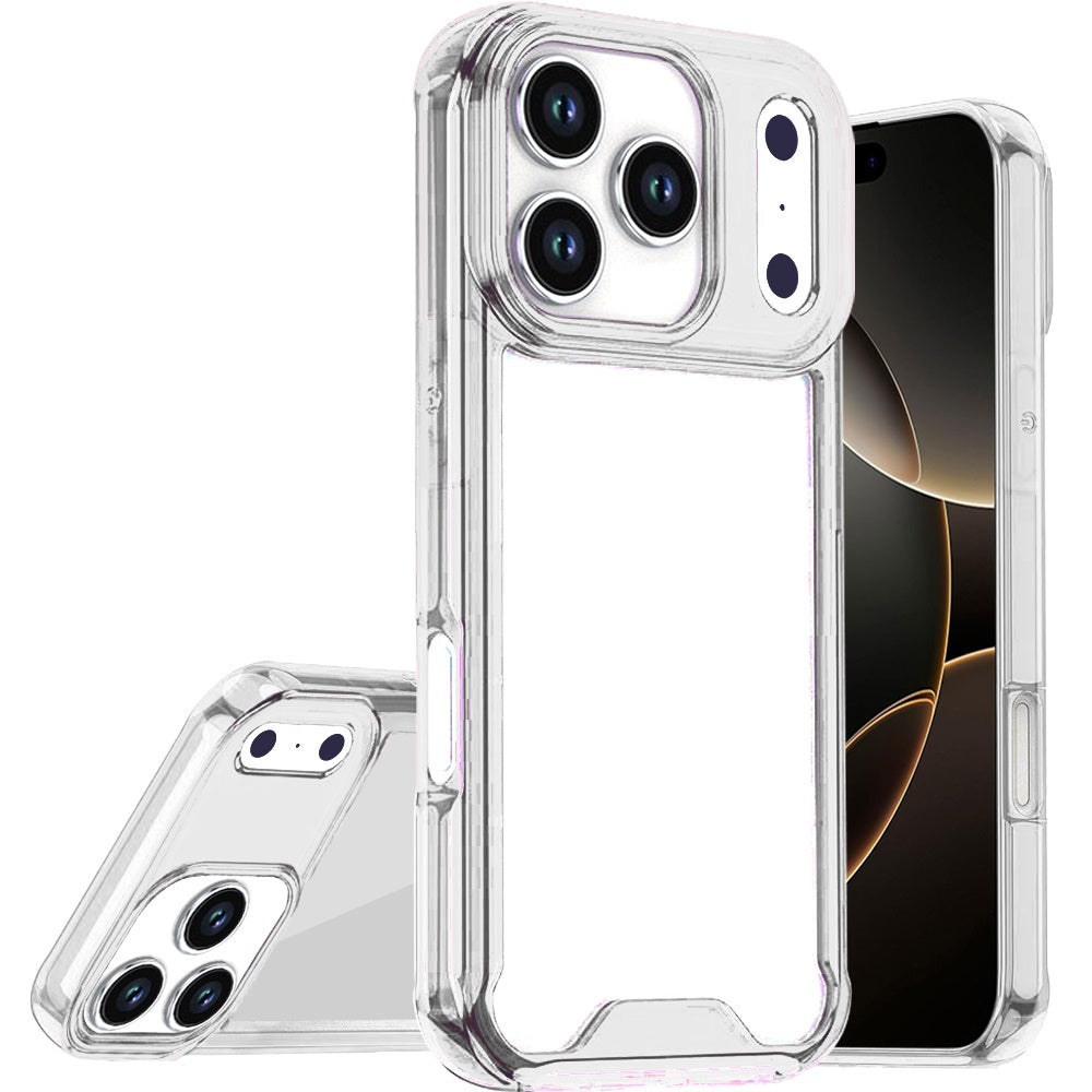 iPhone 17 Pro Max Colored Shockproof Transparent Hard PC TPU Hybrid Case Cover - Clear/Clear