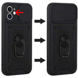 Apple iPhone 11 (XI6.1) ELITE Camera Push Magnetic Ring Stand Hybrid Case Cover - Black