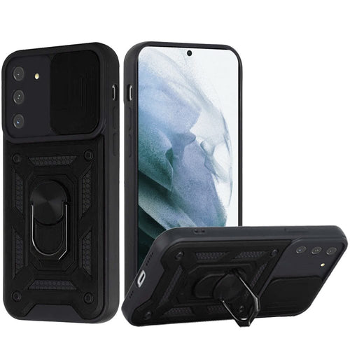 Samsung S21 Ultra, S30 Ultra ELITE Camera Push Magnetic Ring Stand Hybrid Case Cover - Black