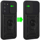 Samsung Galaxy S22 Ultra ELITE Camera Push Magnetic Ring Stand Hybrid Case Cover - Black