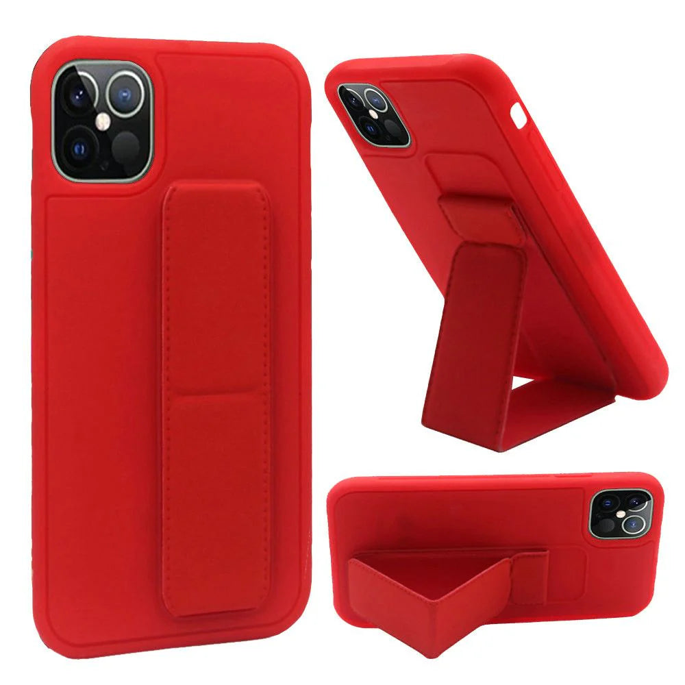 iPhone 13 Pro Max Foldable Magnetic Kickstand Vegan Case Cover - Red