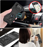 Samsung Z Flip 7FE / Flip 6 ELITE Camera Push Magnetic Ring Stand Hybrid Case Cover - Black