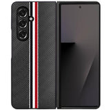 Samsung Z Fold 7 Velvet Fabric Flip Phone Premium PU Vegan Leather Cover Case - Black