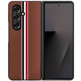 Samsung Z Fold 7 Velvet Fabric Flip Phone Premium PU Vegan Leather Cover Case - Brown