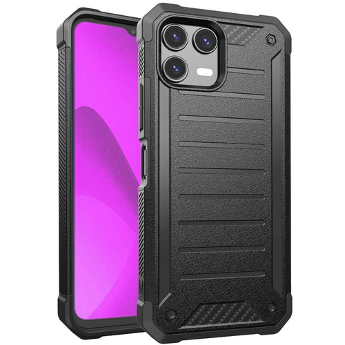 Revvl 8 Pro Premium Tough Lined Design Hybrid Case Cover - Black