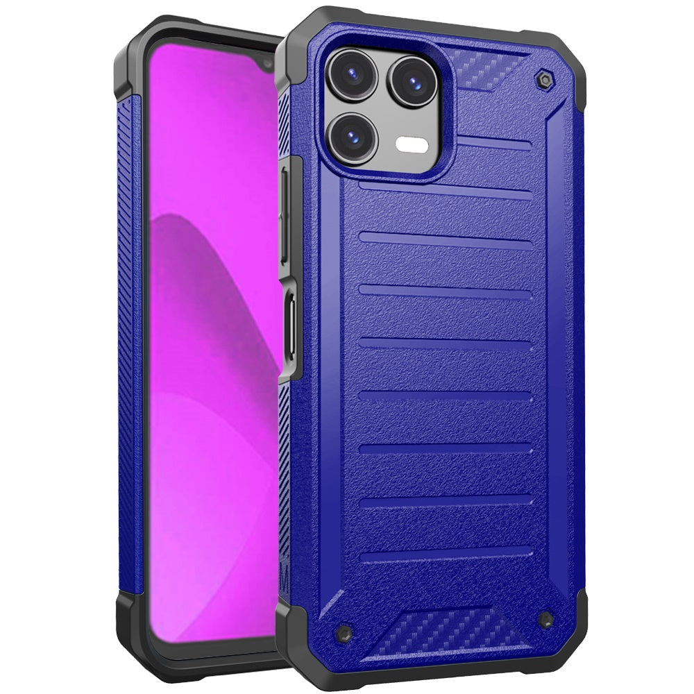 Revvl 8 Pro Premium Tough Lined Design Hybrid Case Cover - Blue