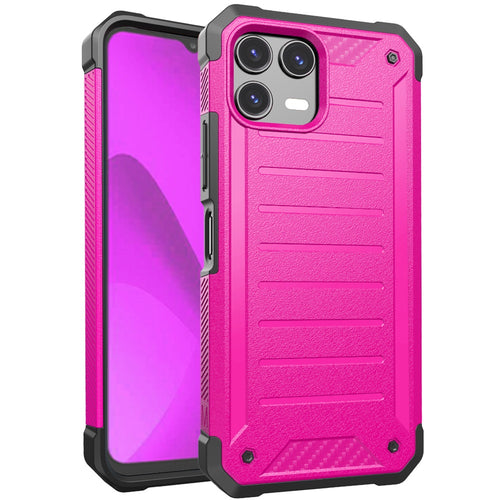 Revvl 8 Pro Premium Tough Lined Design Hybrid Case Cover - Hot Pink
