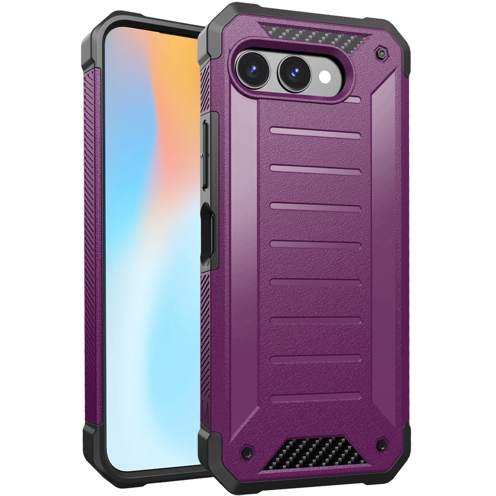 Revvl 8 Premium Tough Lined Design Hybrid Case Cover - Dark Purple