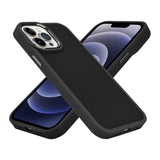 Apple iPhone 12 Pro Max 6.7 Polished Oil Thick Acrylic Metal Button Hybrid Case Cover - Black