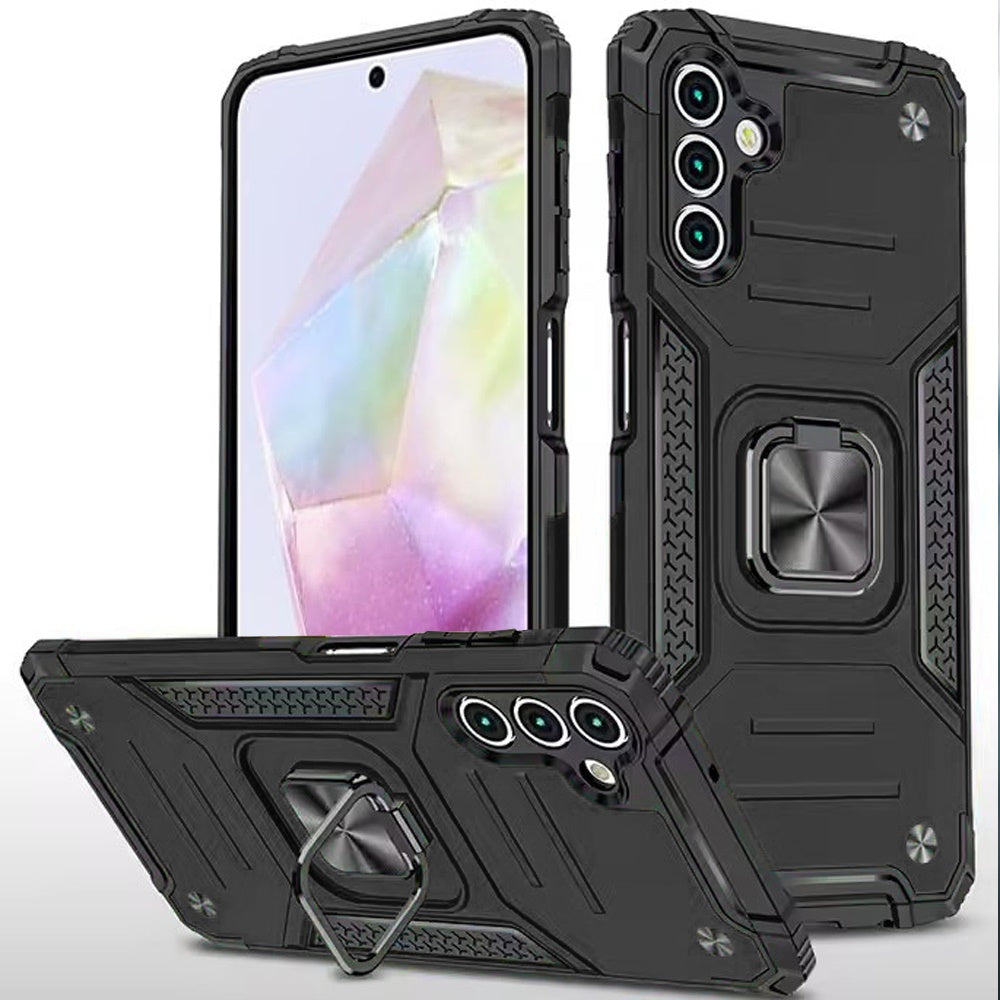 Samsung Galaxy A36 Robust Magnetic Kickstand Hybrid Case Cover - Black