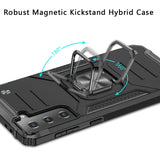 Samsung Galaxy S22 Robust Magnetic Kickstand Hybrid Case Cover - Black