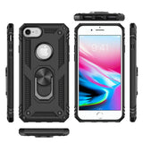 iPhone SE 3 (2022) SE/8/7 Ring Magnetic Kickstand Hybrid Case Cover - Black