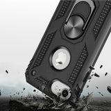 iPhone SE 3 (2022) SE/8/7 Ring Magnetic Kickstand Hybrid Case Cover - Black