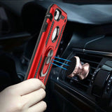 iPhone SE 3 (2022) SE/8/7 Ring Magnetic Kickstand Hybrid Case Cover - Red