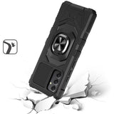 Samsung A25 5G Robotic Hybrid with Magnetic Ring Stand Case Cover - Black