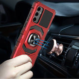 Samsung S24 FE Robotic Hybrid with Magnetic Ring Stand Case Cover - Red
