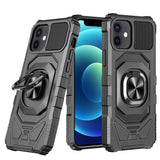 iPhone 13 Pro Max Robotic Hybrid with Magnetic Ring Stand Case Cover - Black