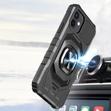 iPhone 13 Pro Max Robotic Hybrid with Magnetic Ring Stand Case Cover - Black