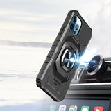 iPhone 12 Pro Max 6.7 Robotic Hybrid with Magnetic Ring Stand Case Cover - Black
