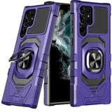Samsung S23 Plus Robotic Hybrid with Magnetic Ring Stand Case Cover - Dark Purple