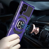 Samsung S23 Plus Robotic Hybrid with Magnetic Ring Stand Case Cover - Dark Purple