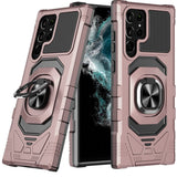 Samsung S23 Plus Robotic Hybrid with Magnetic Ring Stand Case Cover - Rose Gold