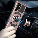 Samsung S23 Plus Robotic Hybrid with Magnetic Ring Stand Case Cover - Rose Gold