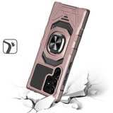Samsung S23 Plus Robotic Hybrid with Magnetic Ring Stand Case Cover - Rose Gold